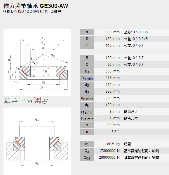 鑫宙國(guó)際貿(mào)易(上海)有限公司進(jìn)口GE300AW軸承參數(shù)資料