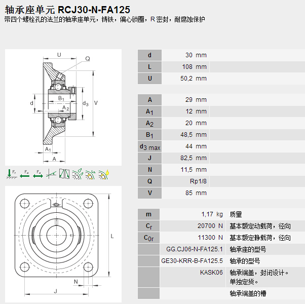鑫宙國際貿(mào)易(上海)有限公司進口RCJ30-N-FA125軸承參數(shù)資料