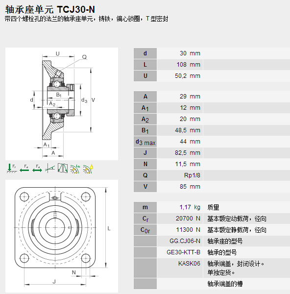 鑫宙國(guó)際貿(mào)易(上海)有限公司進(jìn)口TCJ30-N軸承參數(shù)資料