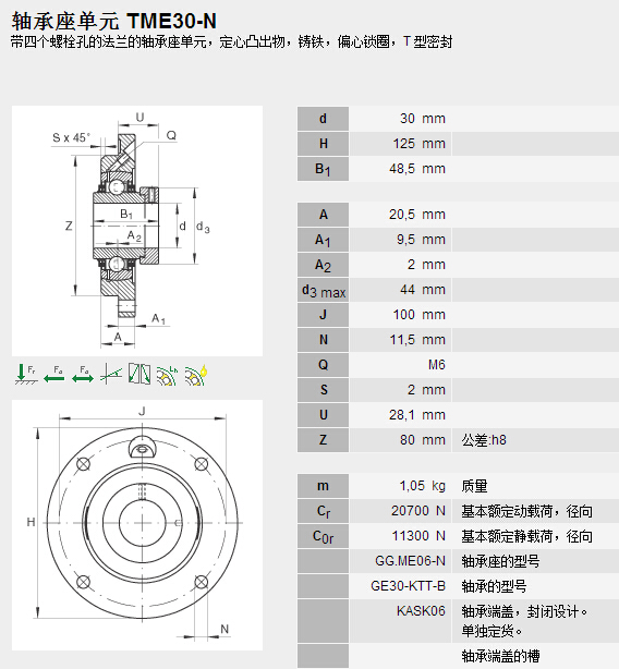 鑫宙國際貿易(上海)有限公司進口TME30-N軸承參數(shù)資料